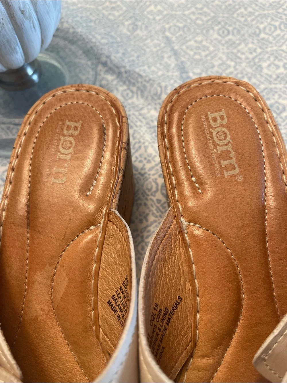 Born Beige Cork Wedge Slide Sandals